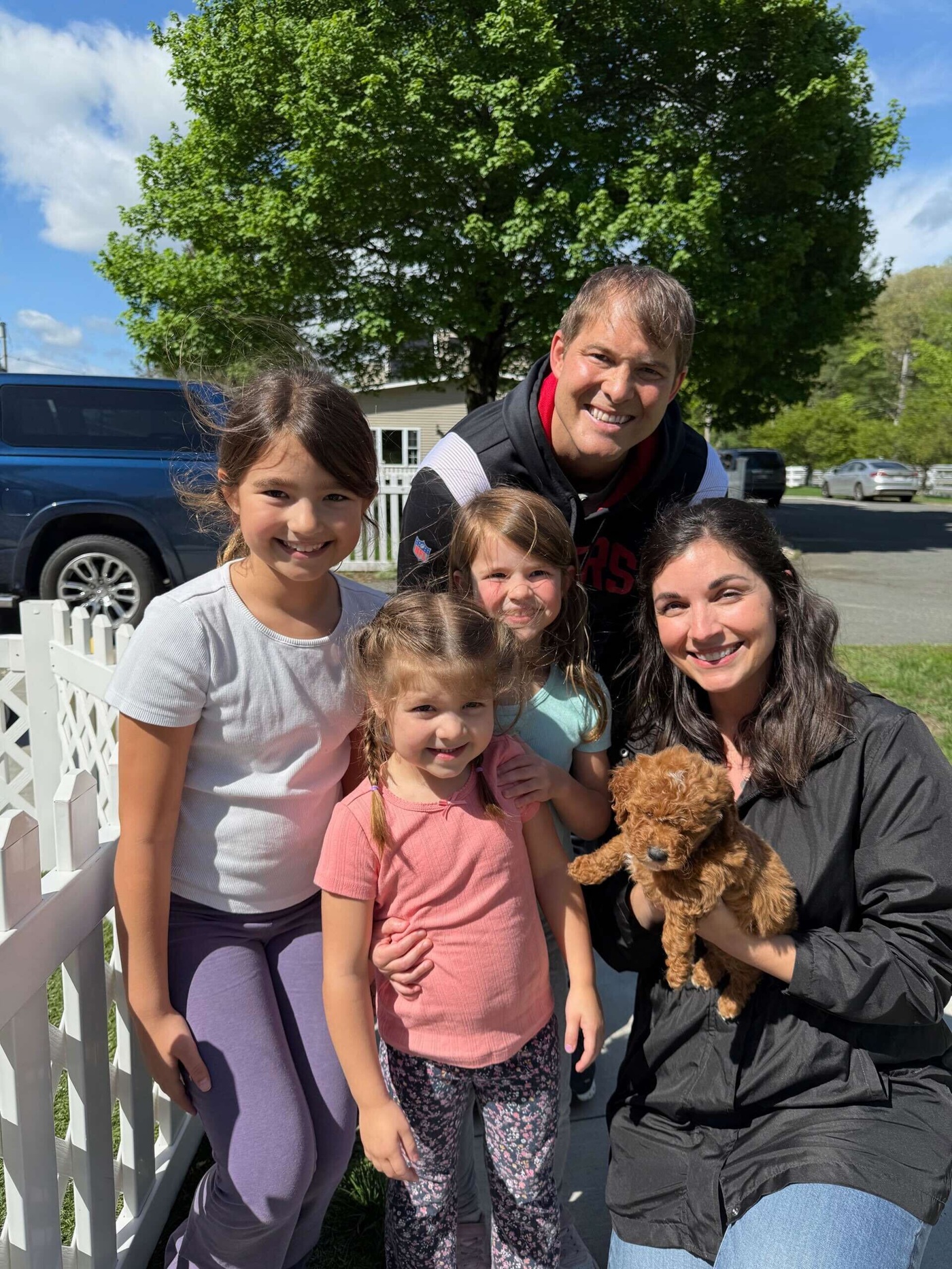 Family with puppy